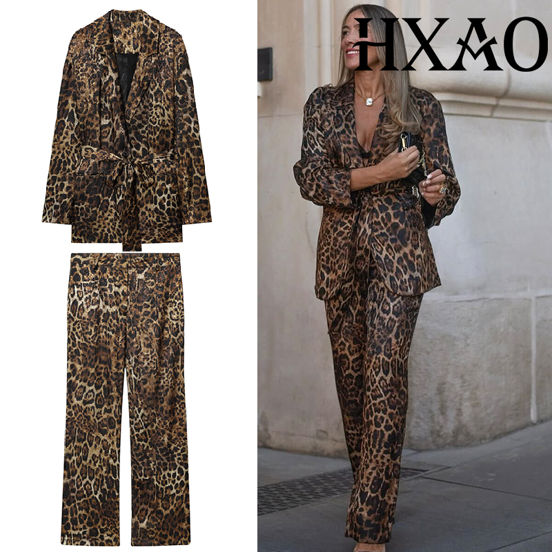 Women Electronic Accessories - HXAO Leopar Desenli Pantolon Takımları 2