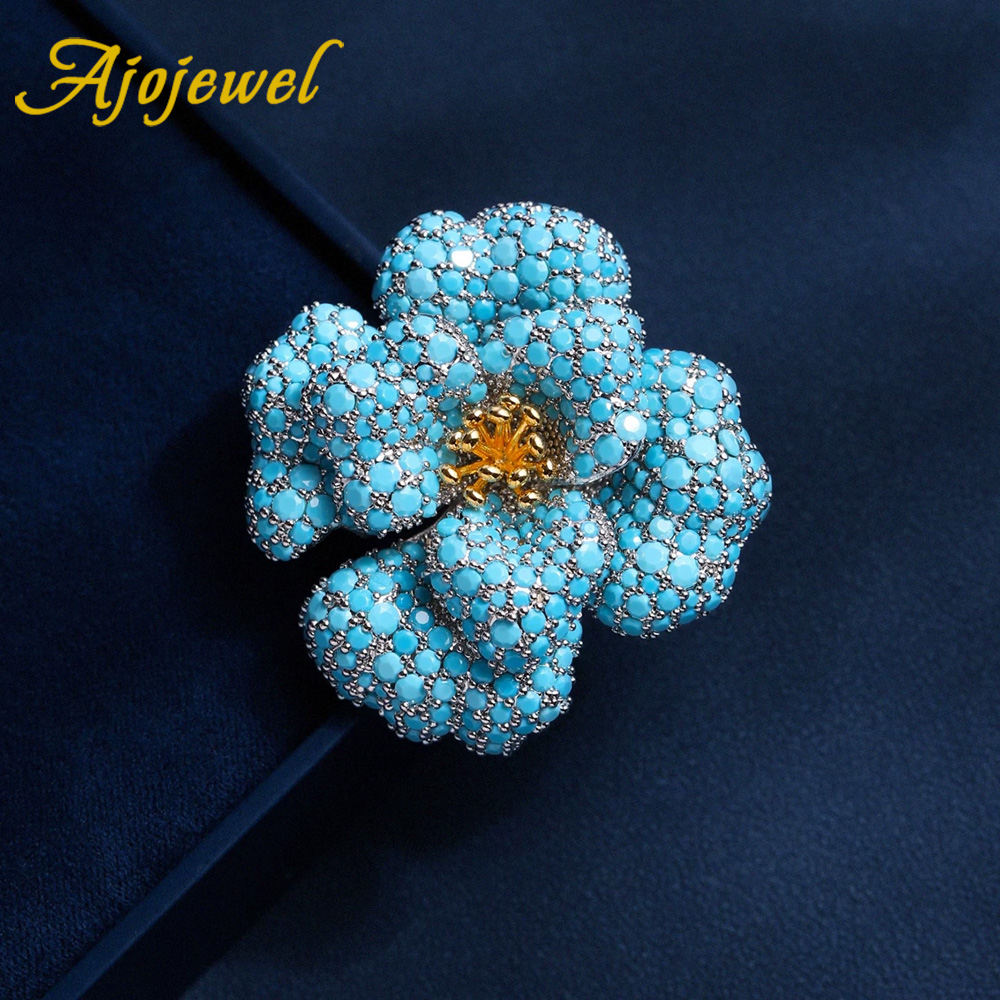 Women'S Accessories Gift Ideas - Ajojewel Mavi Taşlı Şakayık ve Gül