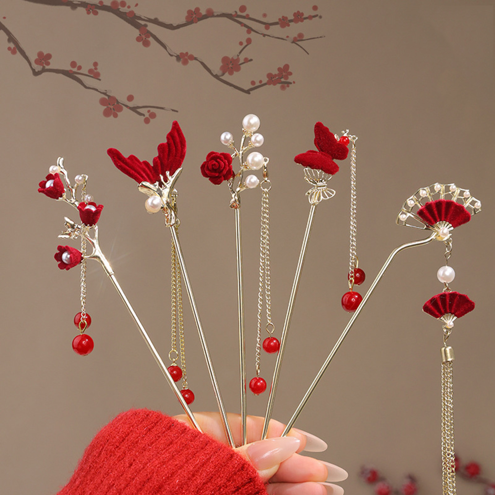 Women Accessories For Hand - Çin tarzı gül çiçek saç tokası