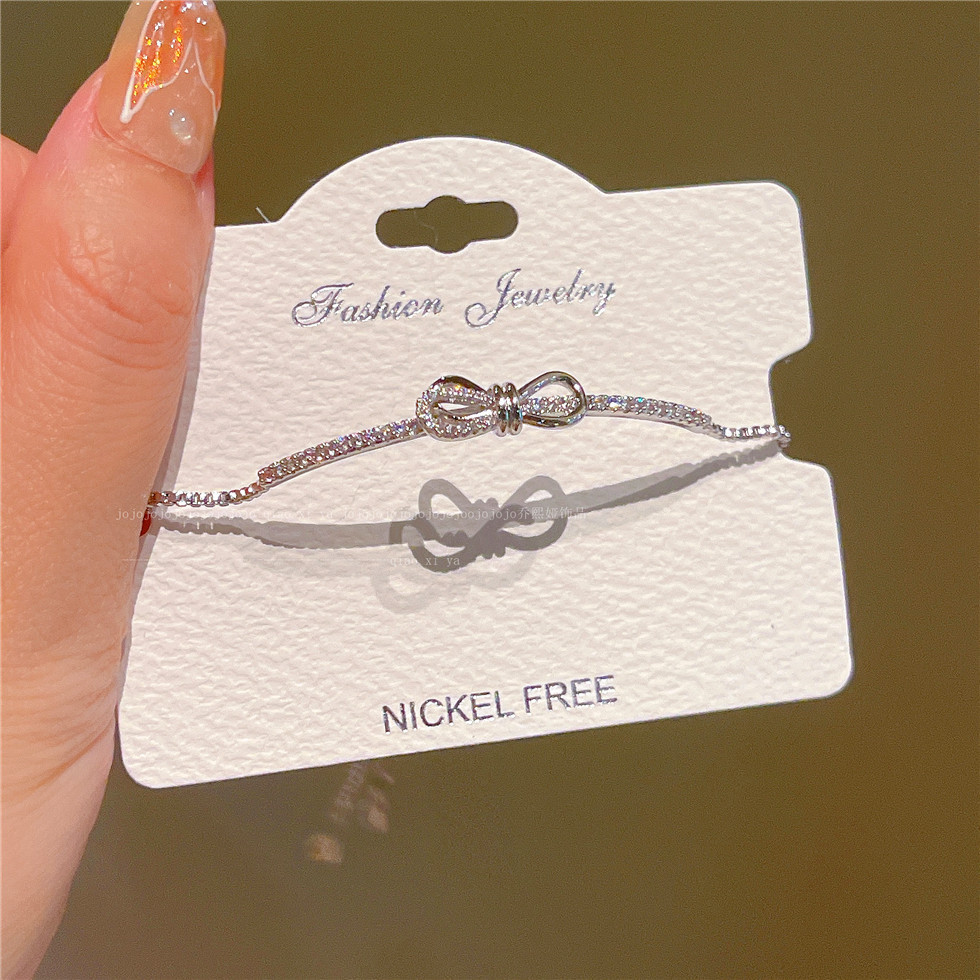 Women Accessories Store - PT950 mikro taşlarla süslenmiş, yay şeklinde