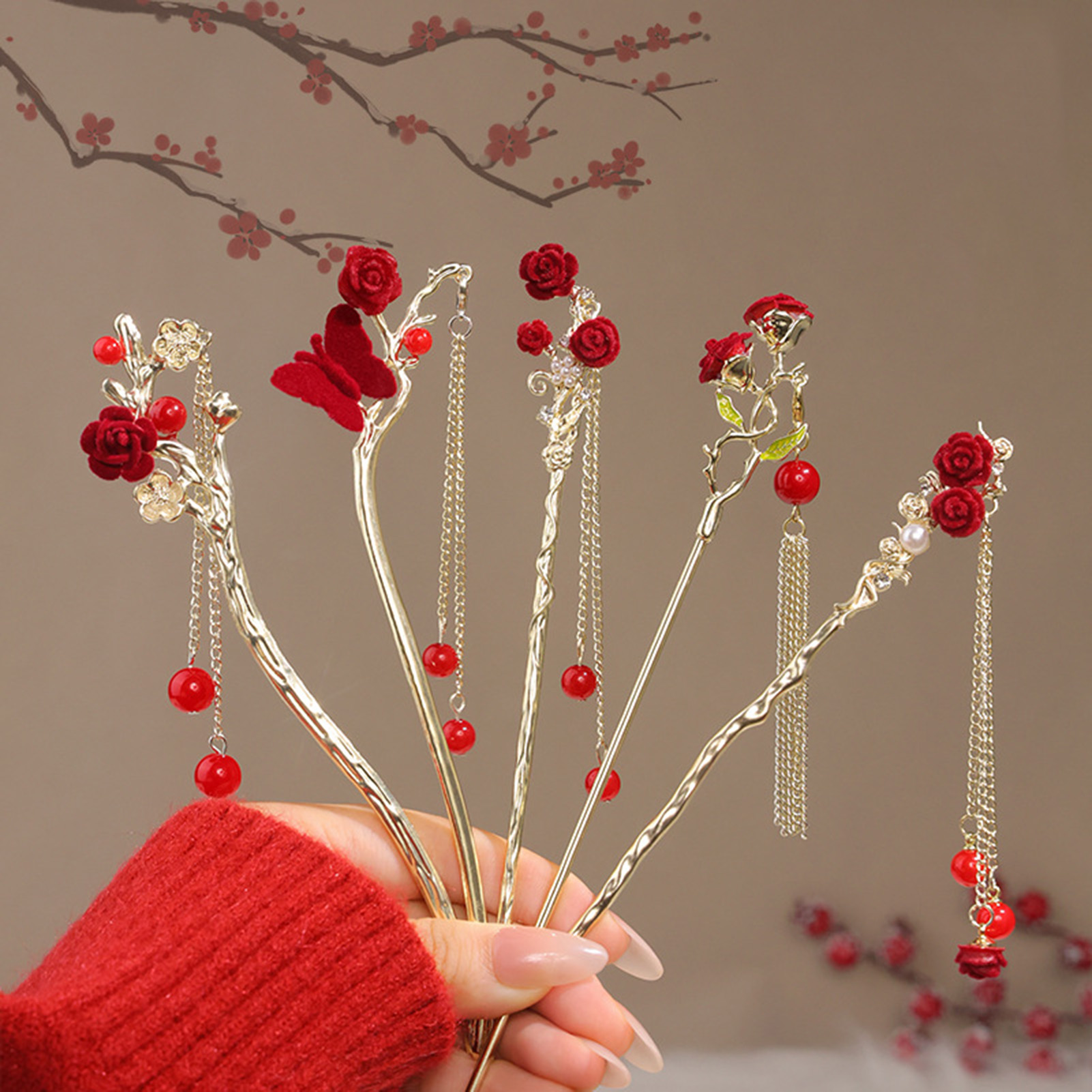 Çin tarzı gül çiçek saç tokası - Women Accessories For Hand incelemesi ve fiyatı